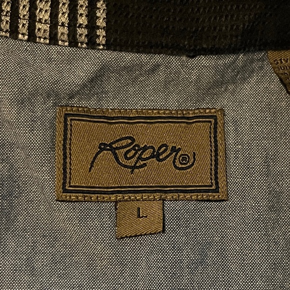 ROPER Men's Black & White Check Button-Down Shirt Size L - Picture 10 of 12